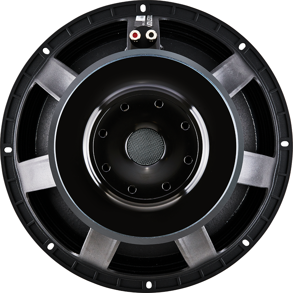15-inch, cast aluminium chassis, ferrite magnet LF driver