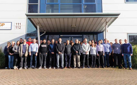 The Celestion team
outside the Claydon factory.